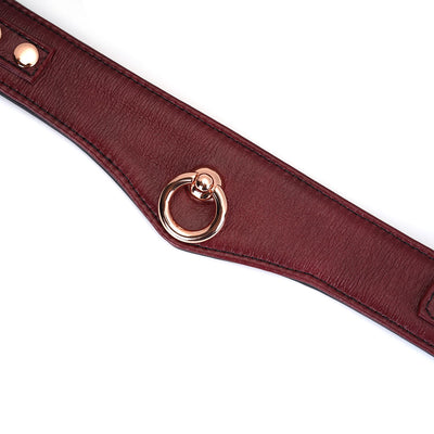 Main image for product index 8: Шкіряний нашийник з повідцем Liebe Seele Wine Red Curved Collar, замок-сердечко