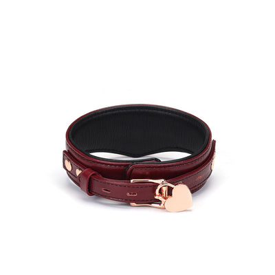 Main image for product index 2: Шкіряний нашийник з повідцем Liebe Seele Wine Red Curved Collar, замок-сердечко