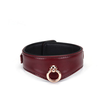 Main image for product index 3: Шкіряний нашийник з повідцем Liebe Seele Wine Red Curved Collar, замок-сердечко