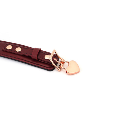 Main image for product index 5: Шкіряний нашийник з повідцем Liebe Seele Wine Red Curved Collar, замок-сердечко