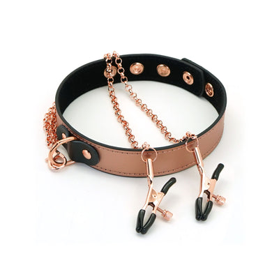 Main image for product index 1: Ошейник с зажимами для сосков Liebe Seele Rose Gold Memory Collar with Nipple Clamps