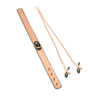 Main image for product index 2: Ошейник с зажимами для сосков Liebe Seele Rose Gold Memory Collar with Nipple Clamps