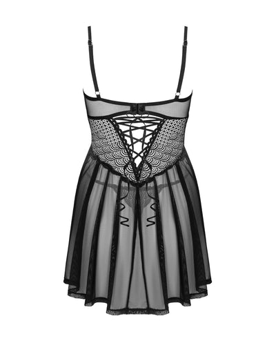 Эротический комплект Obsessive Chemeris babydoll & thong, пеньюар и стринги - фото 11