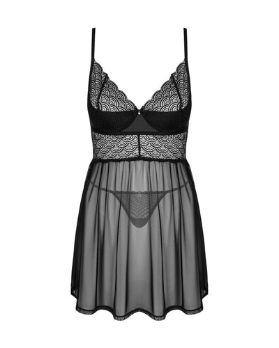 Эротический комплект Obsessive Chemeris babydoll & thong, пеньюар и стринги - фото 17