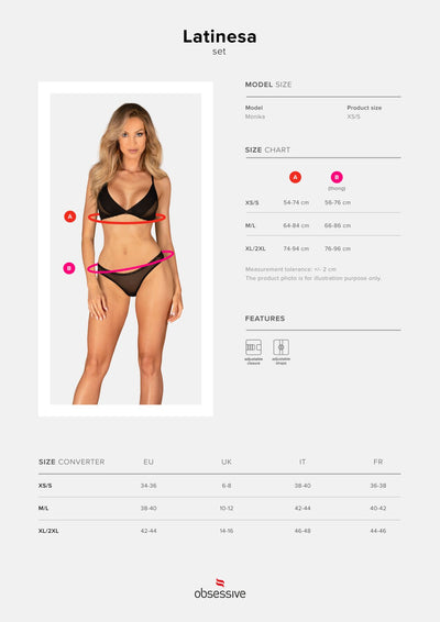 Main image for product index 12: Комплект Obsessive Latinesa 2-pcs set, бюстгальтер и трусики