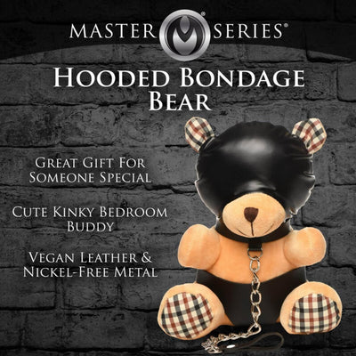 Плюшевий ведмедик HOODED Teddy Bear БДСМ у шкіряному капюшоні з повідцем, 23x16x12 см - фото 4