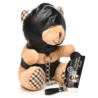 Плюшевий ведмедик HOODED Teddy Bear БДСМ у шкіряному капюшоні з повідцем, 23x16x12 см - фото 2