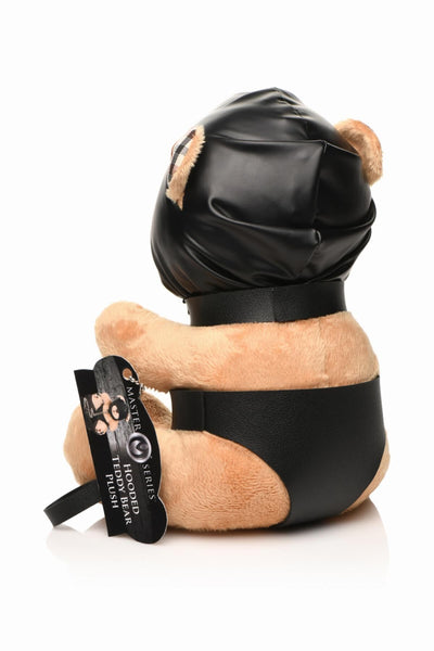 Плюшевий ведмедик HOODED Teddy Bear БДСМ у шкіряному капюшоні з повідцем, 23x16x12 см - фото 3