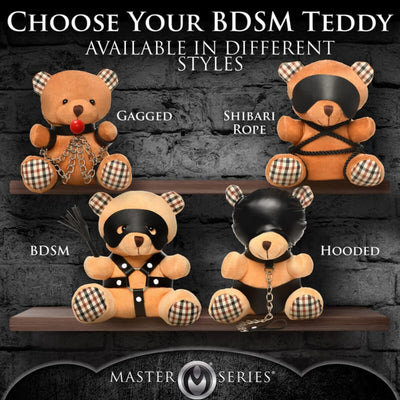 Плюшевый медвежонок ROPE Teddy Bear БДСМ в кожаной маске и обвязке, 22x16x12 см - фото 5