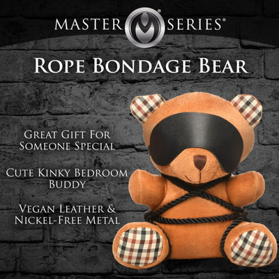 Плюшевый медвежонок ROPE Teddy Bear БДСМ в кожаной маске и обвязке, 22x16x12 см - фото 4