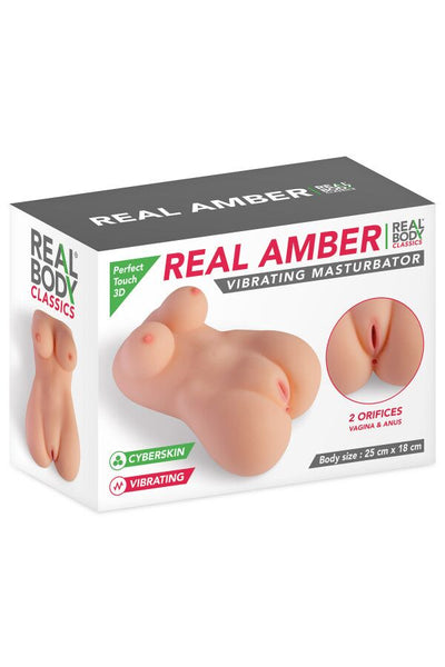 Мастурбатор-мініторс з вібрацією Real Body Real Amber, вагіна та анус - фото 4