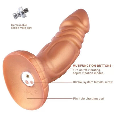 Фалоімітатор з вібрацією Hismith Slightly Curved Vibrating Silicone Dildo Monster Series, KlicLok - фото 3