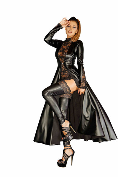 Платье-плащ с мокрым эффектом Noir Handmade F128C Powerwetlook gown coat - фото 7