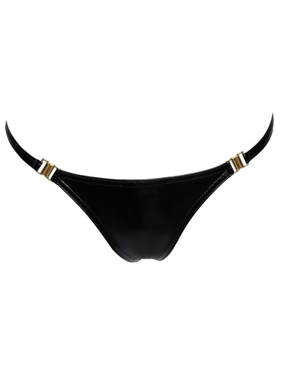 Трусики Noir Handmade P008 Powerwetlook panty with gold clasp - фото 39