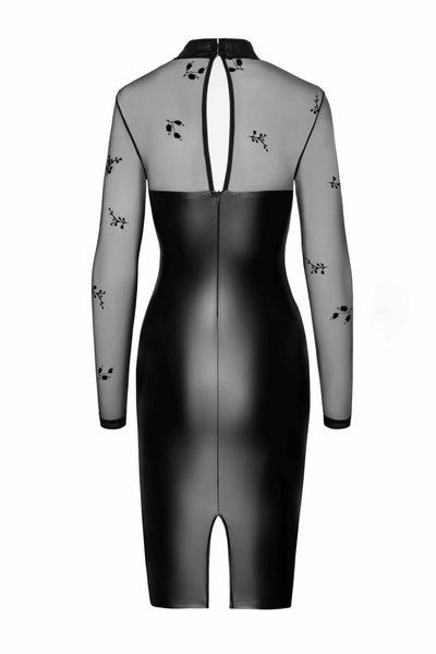 Платье Noir Handmade F310 Sublime wetlook and flocked mesh midi dress - фото 11
