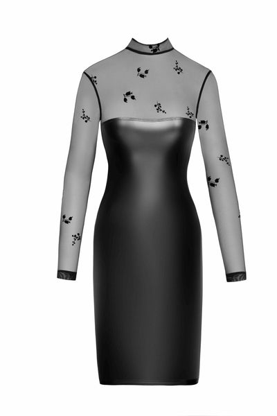 Платье Noir Handmade F310 Sublime wetlook and flocked mesh midi dress - фото 16