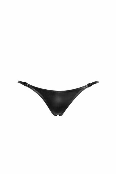 Трусики Noir Handmade P012 Wild crocodile wetlook thong with double opening - фото 45