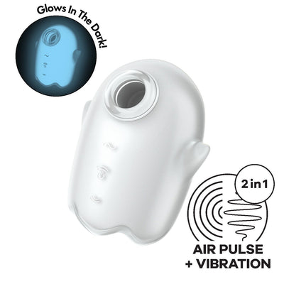 Вакуумний кліторальний стимулятор з вібрацією Satisfyer Glowing Ghost, світиться в темряві - фото 1