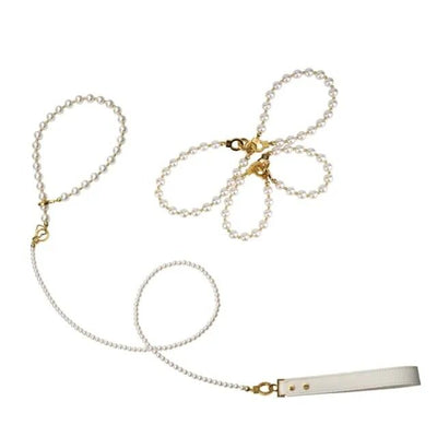 Main image for product index 1: Перлинний нашийник з повідцем та наручниками LOCKINK Pearl Bondage & Restraint Set