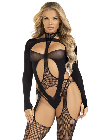 Main image for product index 3: Бодістокінг 2 в 1 Leg Avenue Bodystocking with cutout teddy