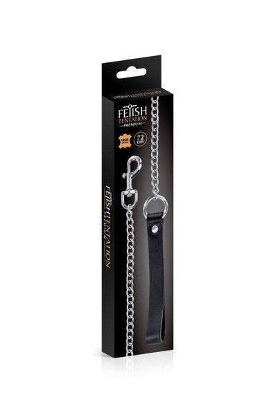 Main image for product index 2: Поводок из натуральной кожи Fetish Tentation Premium Metal leash with cowhide leather wrist 72 см