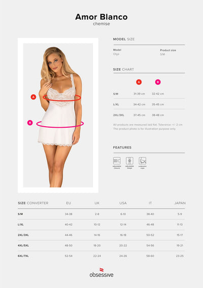Сорочка Obsessive Amor Blanco underwire chemise & thong - фото 5