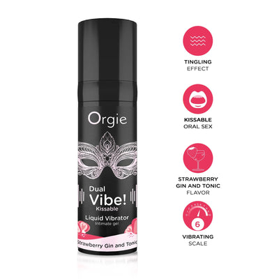 Рідкий вібратор Orgie Dual Vibe! Strawberry Gin & Tonic Kissable Liquid Vibrator - фото 3