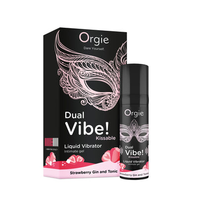 Рідкий вібратор Orgie Dual Vibe! Strawberry Gin & Tonic Kissable Liquid Vibrator - фото 1