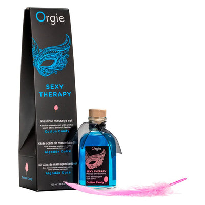 Main image for product index 1: Набір для масажу Orgie – Sexy Therapy Cotton Candy, їстівна розігрівальна олія + пір’їнка