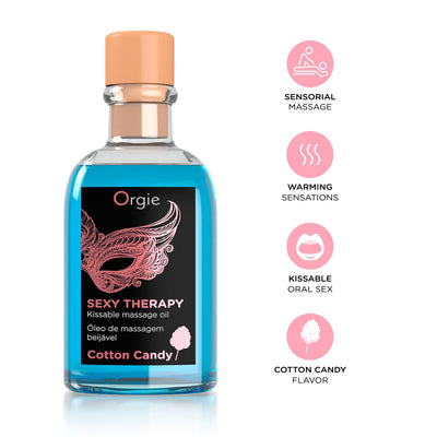 Main image for product index 3: Набір для масажу Orgie – Sexy Therapy Cotton Candy, їстівна розігрівальна олія + пір’їнка