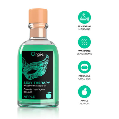 Main image for product index 3: Набір для масажу Orgie – Sexy Therapy Apple, їстівна розігрівальна олія + пір’їнка
