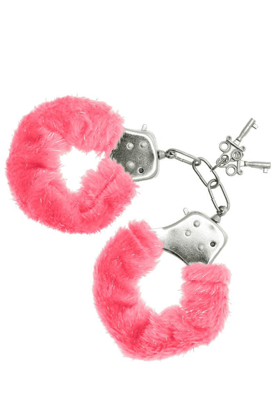 Наручники S Pleasures Furry Cuffs с пушистой отделкой, 2 ключа в комплекте - фото 1