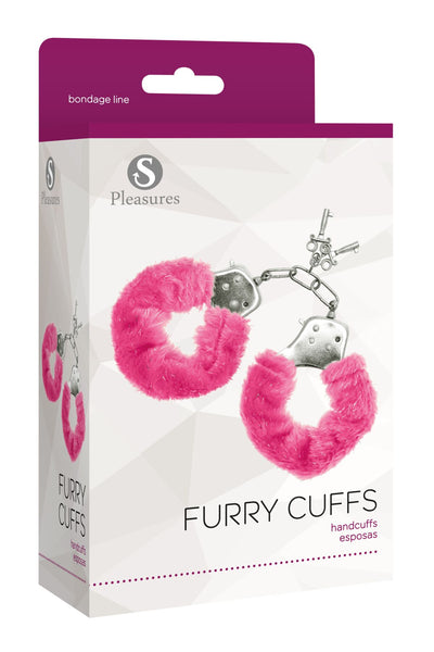 Наручники S Pleasures Furry Cuffs с пушистой отделкой, 2 ключа в комплекте - фото 2