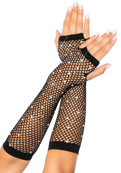 Main image for product index 1: Мітенки Leg Avenue Rhinestone Fishnet Arm Warmers