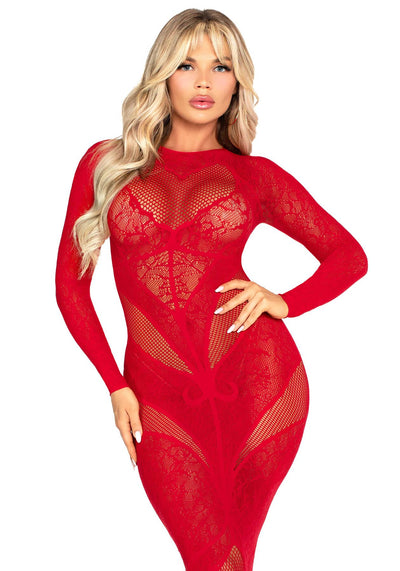 Платье Leg Avenue Lace and Net Bodycon Gown - фото 1