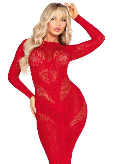 Платье Leg Avenue Lace and Net Bodycon Gown - фото 5