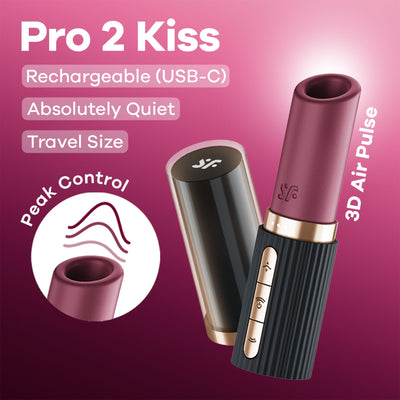 Main image for product index 7: Вакуумний стимулятор Satisfyer Pro 2 Kiss, магнітна технологія 3D Air Pulse, 30 режимів, кришечка