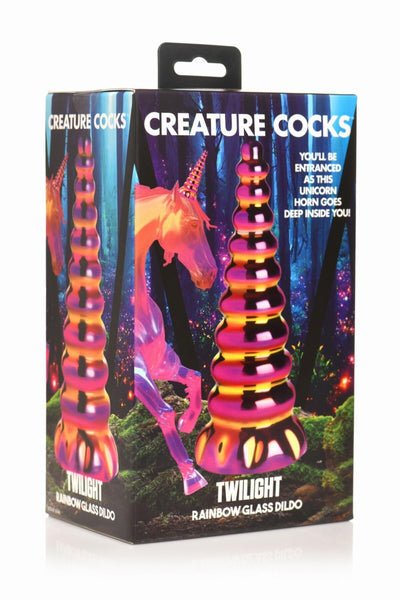 Фэнтезийный стеклянный фаллоимитатор Creature Cocks Twilight Rainbow Glass Dildo - фото 4