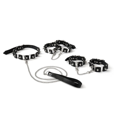 Main image for product index 1: Бондажный набор: ошейник с поводком, наручники и поножи Art of Sex - Cassandra