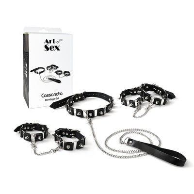 Main image for product index 6: Бондажный набор: ошейник с поводком, наручники и поножи Art of Sex - Cassandra