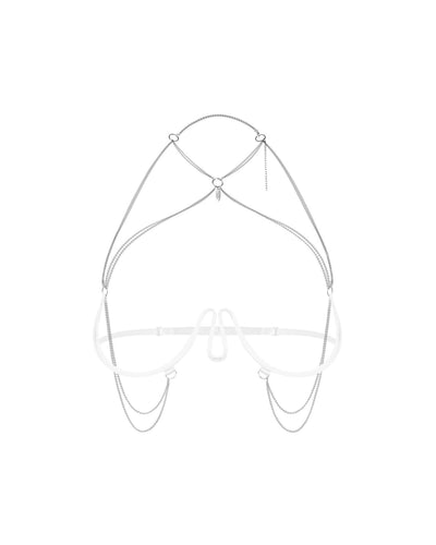 Украшение на тело Obsessive Lustique White harness bra - фото 2