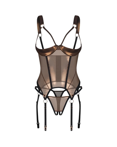 Корсет Obsessive Soranna cupless corset & crotchless thong - фото 12