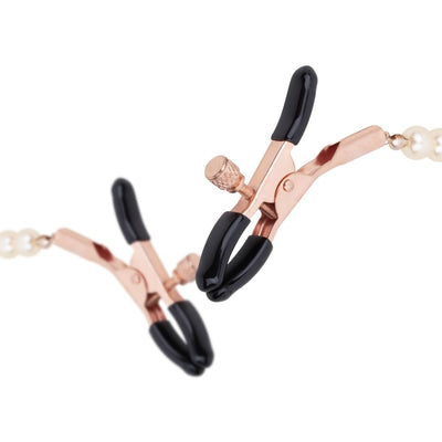 Зажимы для сосков с жемчужной цепочкой Rosy Gold - Nipple Clamps Pearls - фото 3