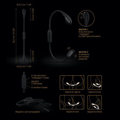 Main image for product index 11: Вібратор на гнучкому зчепленні зі стимуляцією пальчиком Dorcel DUAL EXPLORER