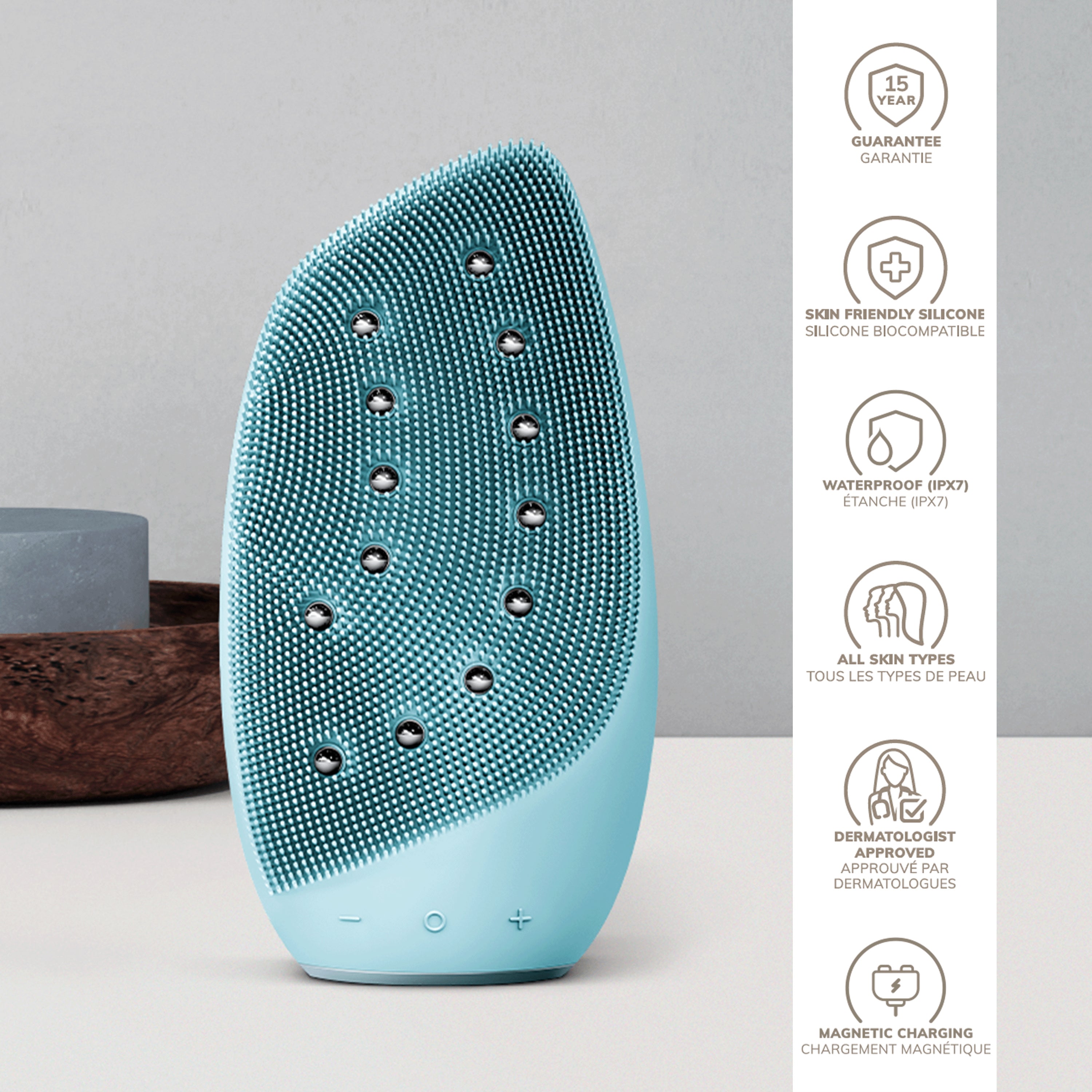 Thumb image for product index 2: Очищувальна щітка для обличчя GESKE Sonic Thermo Facial Brush&Face-Lifter 8в1 turquoise