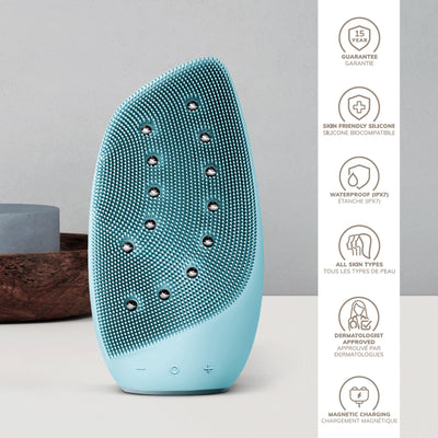 Main image for product index 2: Очищувальна щітка для обличчя GESKE Sonic Thermo Facial Brush&Face-Lifter 8в1 turquoise