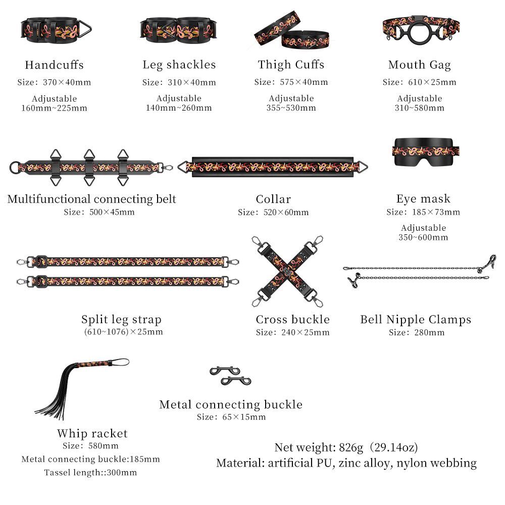 Thumb image for product index 16: БДСМ-набор LOCKINK The Flowering Serpent - Bondage Set, 12 шт. (мятая упаковка!!!)