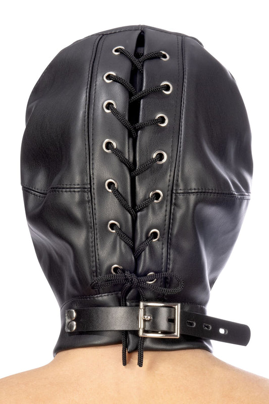 Капюшон для БДСМ зі знімною маскою Fetish Tentation BDSM hood in leatherette with removable mask_