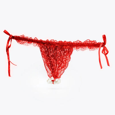 Main image for product index 6: Набір Intt BRAZILIAN PANTY: трусики на зав’язках з перлинним кільцем + полунична змазка