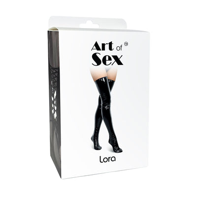Сексуальные виниловые чулки Art of Sex - Lora, с эффектом мокрого бархата - фото 3